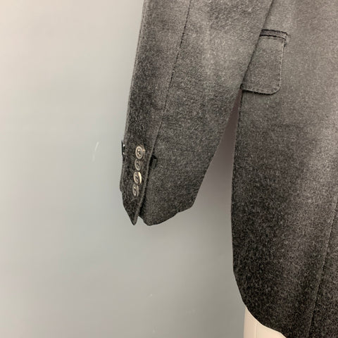 GIVENCHY Size 42 Charcoal & Black Heather Wool / Alpaca Peak Lapel Sport Coat