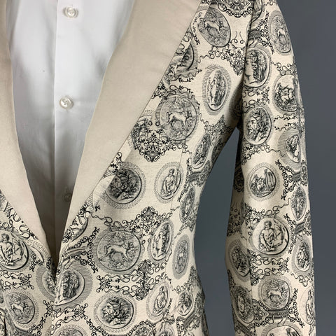 DOLCE &amp; GABBANA Talla 38 Abrigo deportivo de mezcla de algodón con estampado negro gris claro