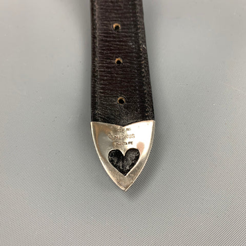 DOUGLAS MAGNUS Size S Dark Green Sterling Silver Leather Heartline Belt