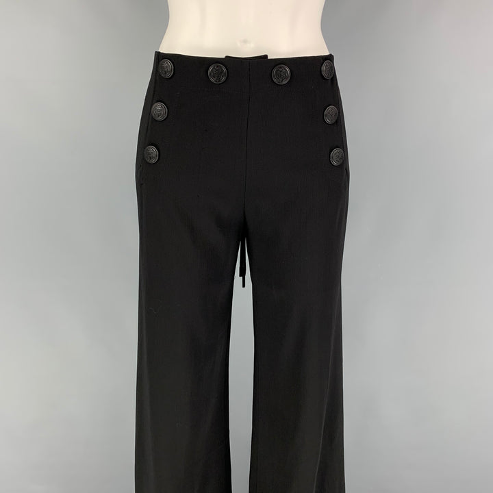 Vintage JEAN PAUL GAULTIER Size 6 Black Wool Rayon Sailor Dress Pants