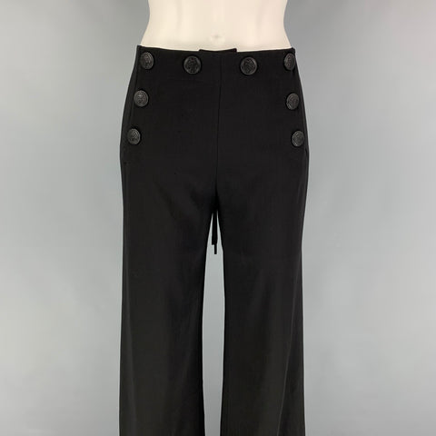 Vintage JEAN PAUL GAULTIER Talla 6 Pantalones de vestir marineros de rayón de lana negra
