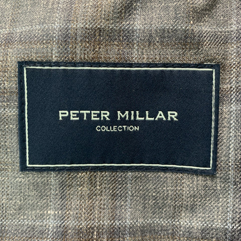 PETER MILLAR Size 42 Blue Grey Plaid Wool Blend Single breasted Sport Coat