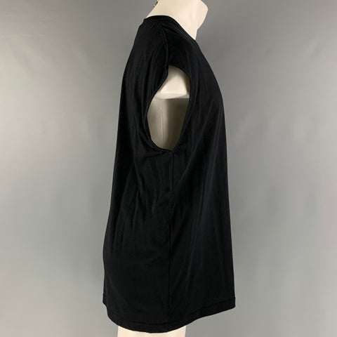 GUCCI Talla XXS Camiseta sin mangas de algodón con bordado dorado negro