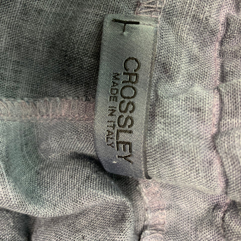 CROSSLEY Size S Grey Purple Cotton Linen Drawstring Shorts