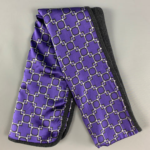 SHANGHAI TANG Grey Purple Cashmere Blend Scarf