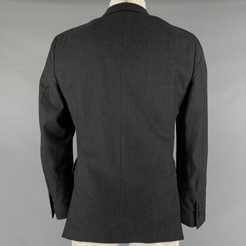 MARNI Size 38 Grey Black Grid Wool Cotton Notch Lapel Sport Coat