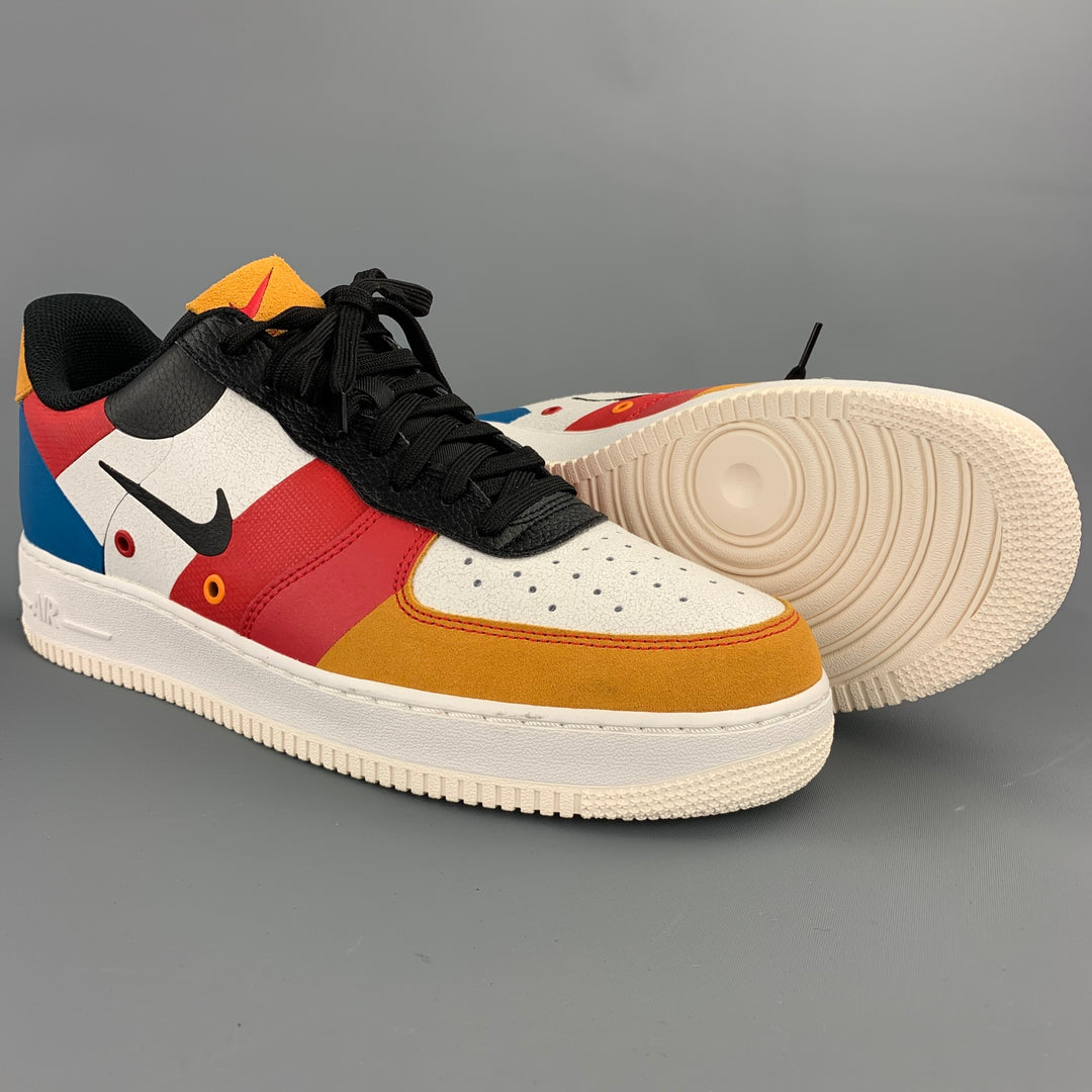 NIKE Air Force 1 Low PRM Size 11 Multi-Color Color Block Leather Lace Up Sneakers