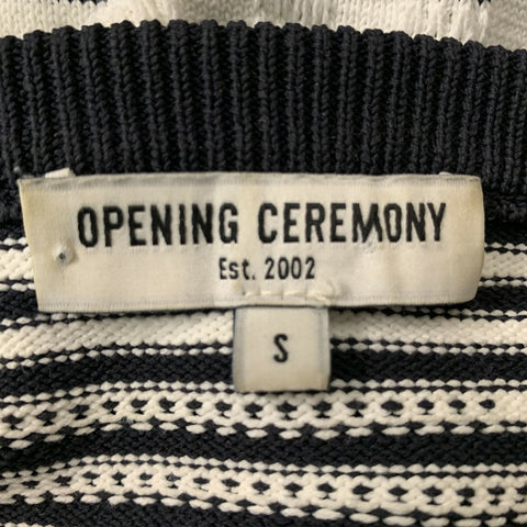 OPENING CEREMONY Size S Black & White Stripe Nylon Crew-Neck Pullover