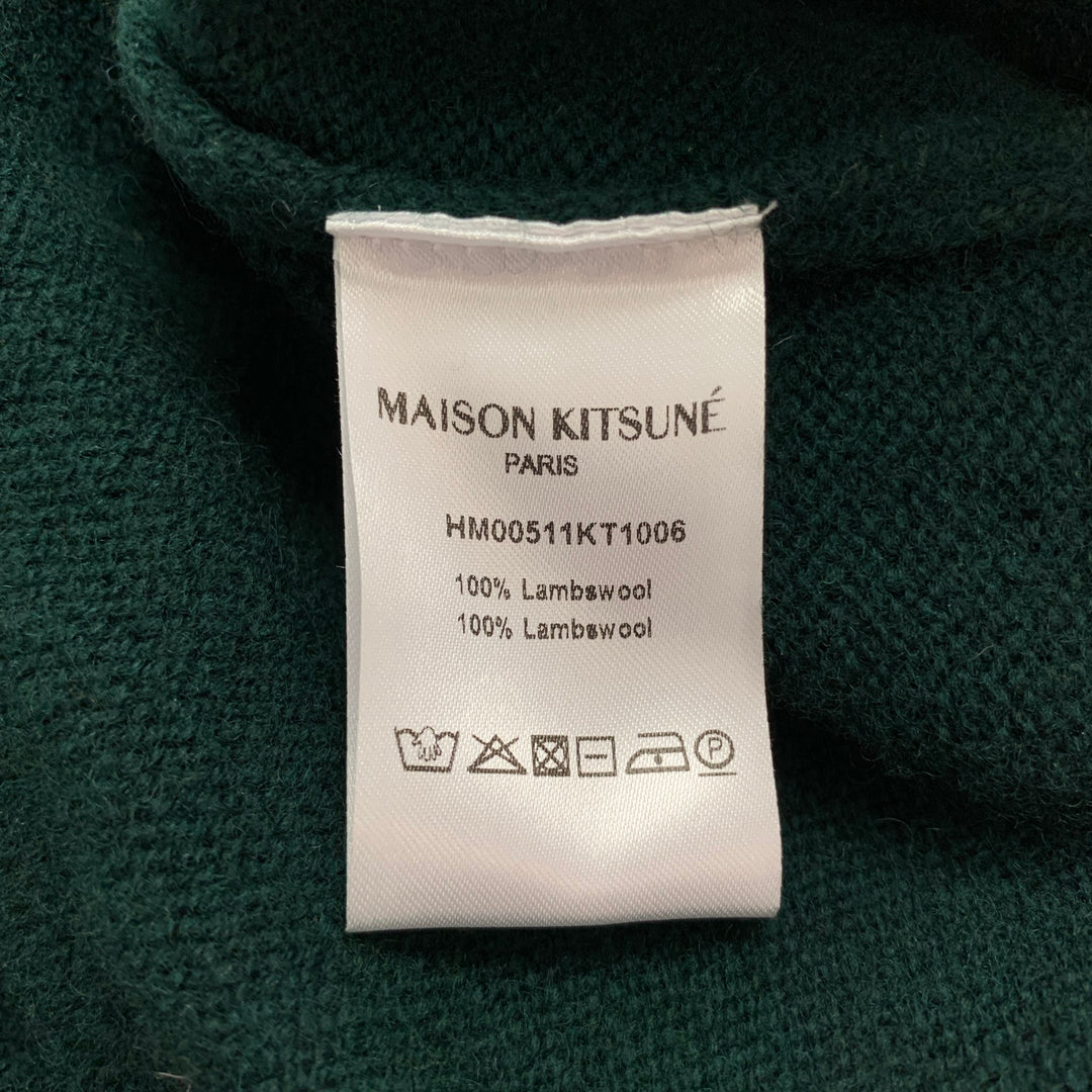 MAISON KITSUNE Fall 21 Size M Green Wool V-Neck Oversized Cardigan