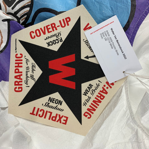 WALTER VAN BEIRENDONCK SS22 White Blue Graphic Tyvek Smile Poncho