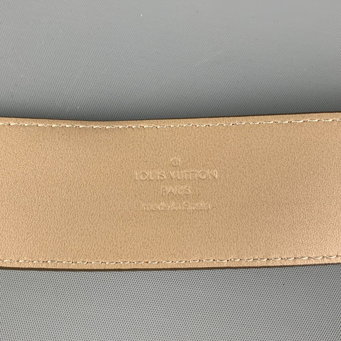 LOUIS VUITTON Size 34 Taupe Textured Leather Belt