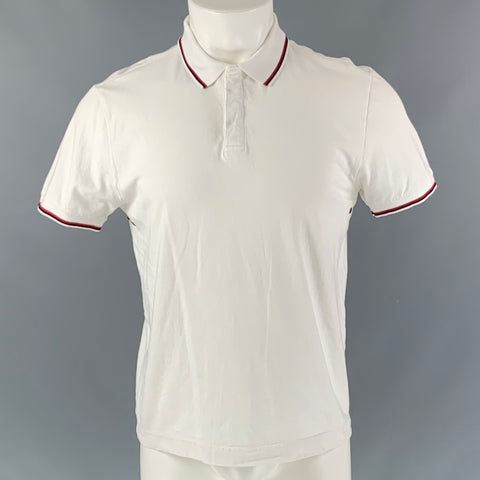 THEORY Size M White Solid Cotton Polo