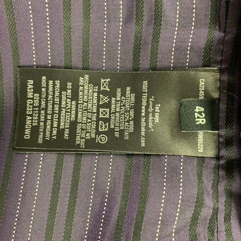TED BAKER Chest Size 42 Navy Purple Stripe Wool Notch Lapel Vest (Formal)