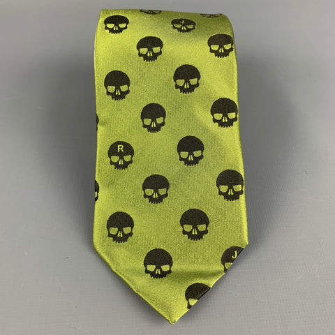 JOHN RICHMOND Green Skull Silk Tie