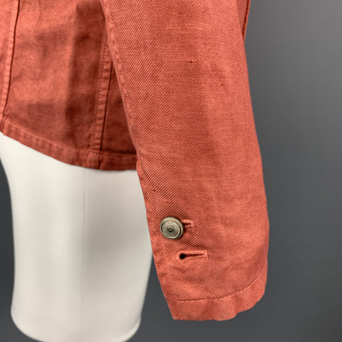 JUST CAVALLI Washed Brick Red Cotton / Linen Notch Lapel Sport Coat
