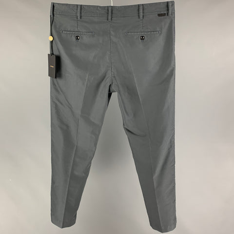 TOM FORD Size 38 Slate Cotton Flat Front Casual Pants