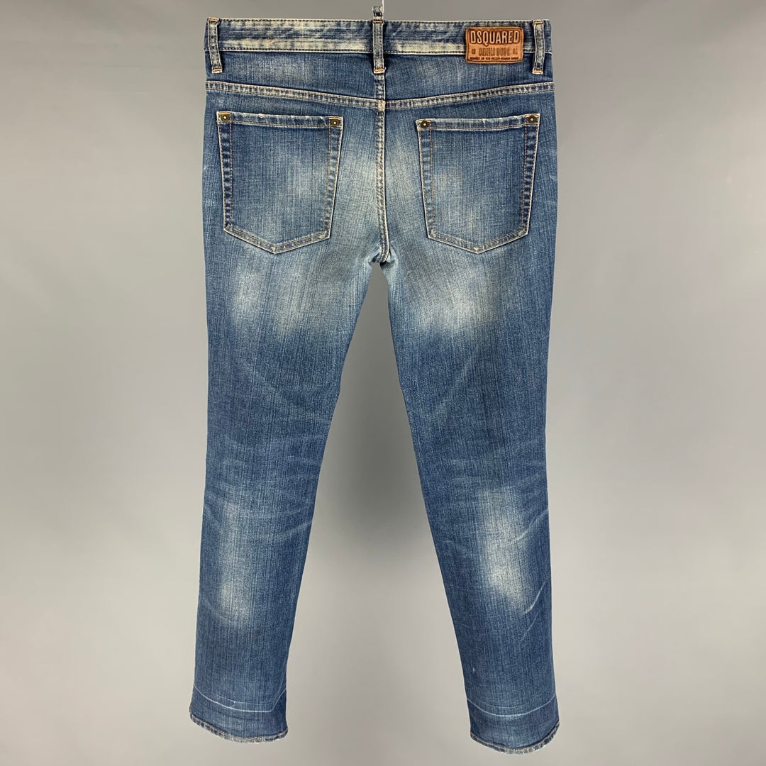 DSQUARED2 Size 30 Indigo Distressed Cotton Jeans