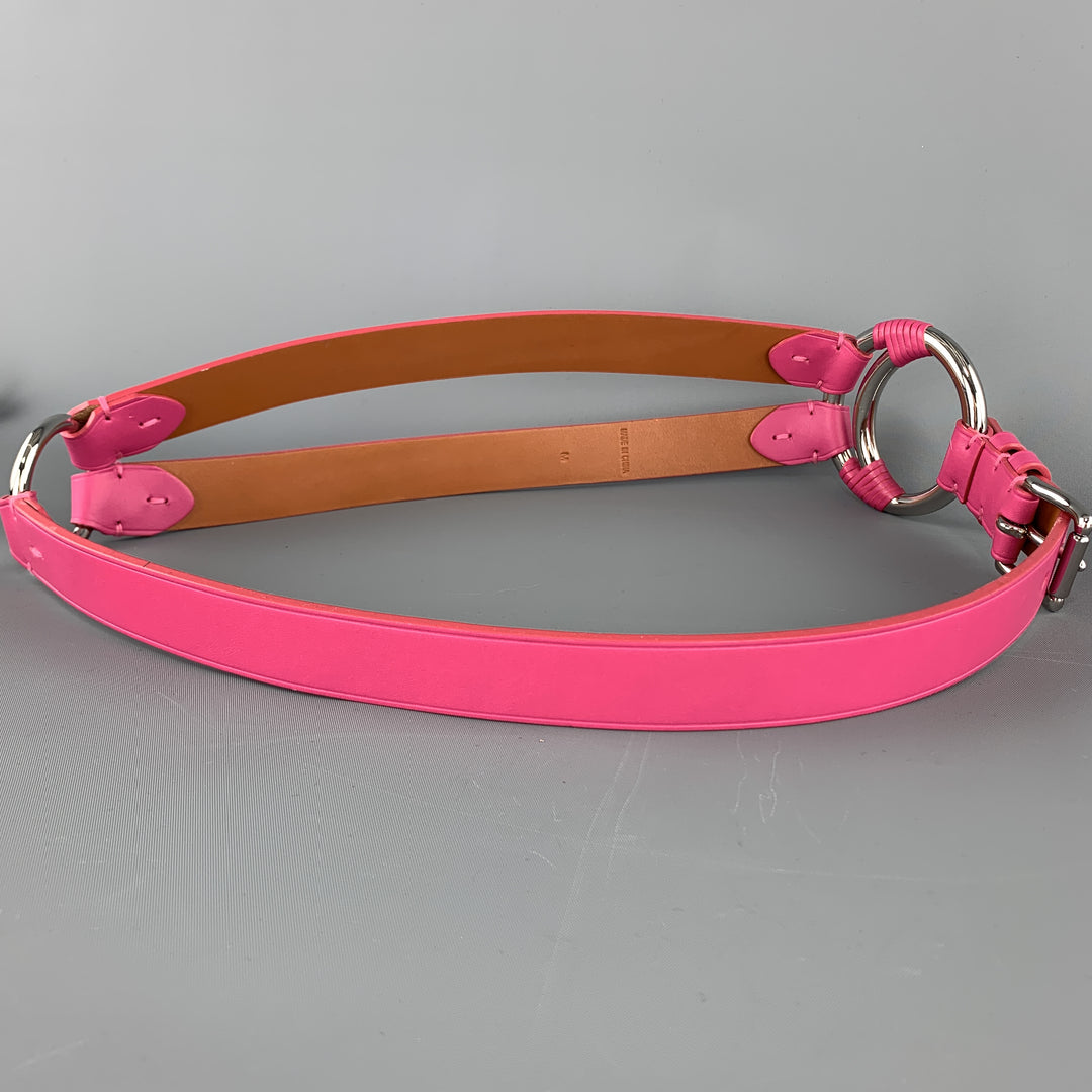 RALPH LAUREN Size M Fuchsia Pink Leather Loop 3 Strap Belt