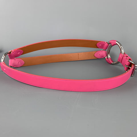 RALPH LAUREN Size M Fuchsia Pink Leather Loop 3 Strap Belt