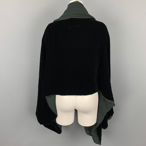 JEAN PAUL GAULTIER Talla 10 Chaqueta con frente abierto de manga de ala de rayón / seda negra