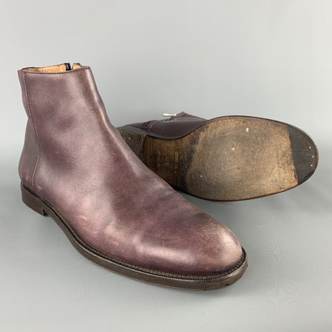JIMMY CHOO Talla 9.5 Botines con cremallera lateral de cuero morado ciruela