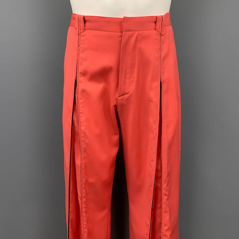VERSUS by GIANNI VERSACE Size 32 Orange Wool Wide Leg Dress Pants