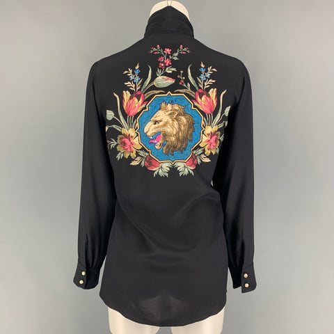 GUCCI Talla M Blusa con lazo de seda negra