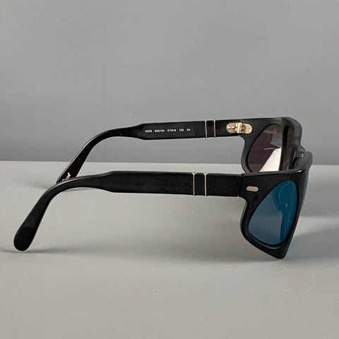 PERSOL Black Blue Acetate Shield Sunglasses