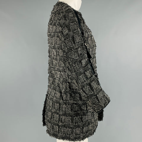 NO ID. BLACK Size M Black White Textured Polyester Blend 3/4 Sleeves Cardigan