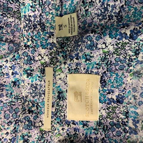 SCOTCH AND SODA Size S Blue White Floral Cotton Long Sleeve Shirt