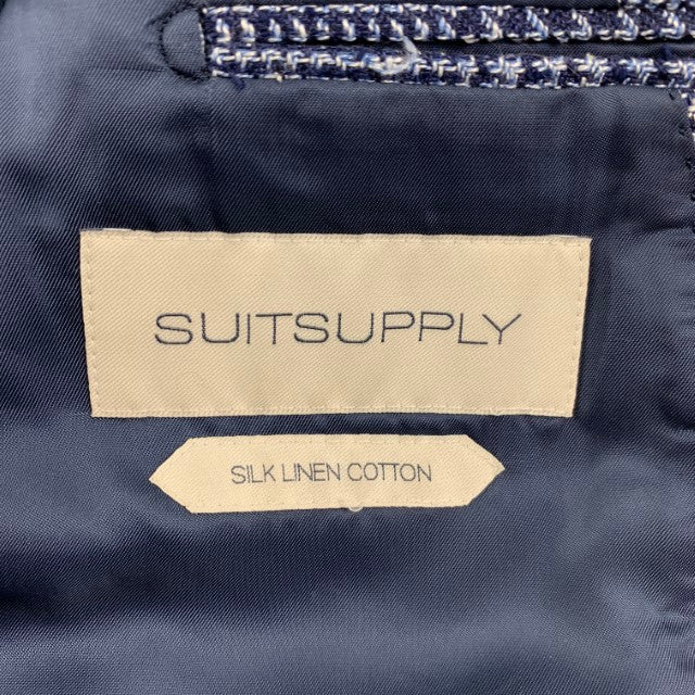 SUIT SUPPLY Size 38 Navy Blue Houndstooth Silk Blend Sport Coat