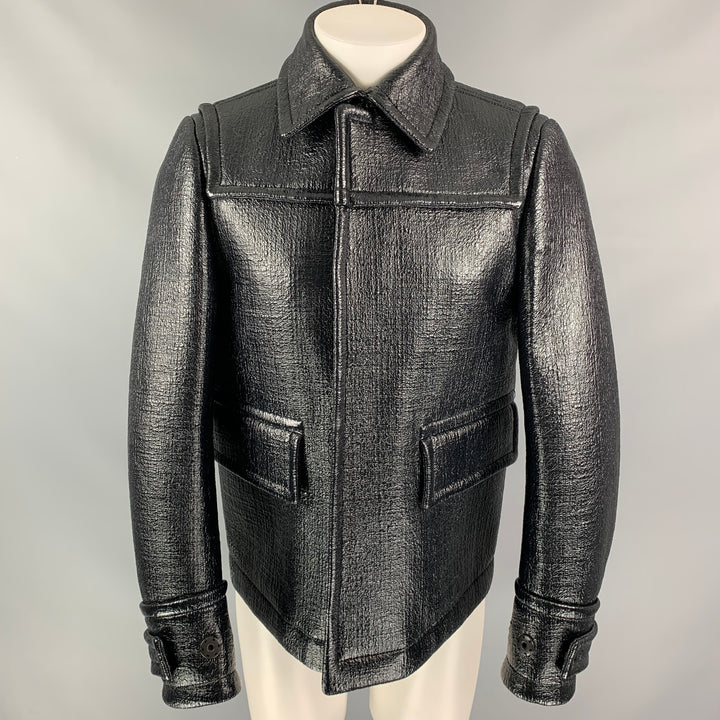BURBERRY PRORSUM Fall 2013 Size 38 Black Textured Hidden Snaps Jacket