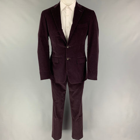 CANALI Size 38 Purple Corduroy Cotton Notch Lapel Suit