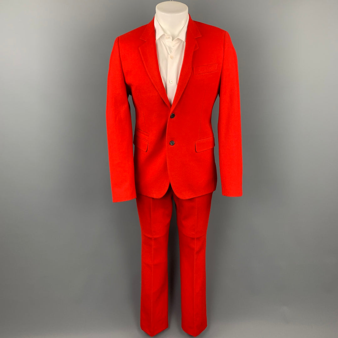 GIVENCHY F/W 12 Size 40 Red Wool / Cotton Notch Lapel Suit