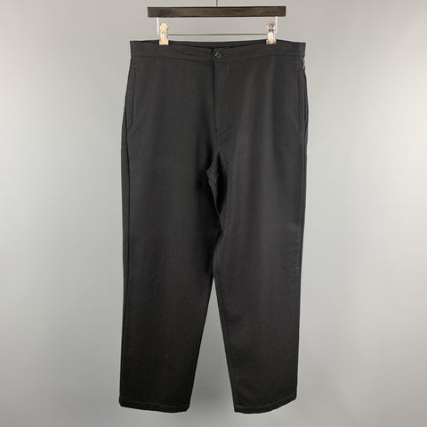 FARHI Size 34 Black Solid Wool Zip Fly Casual Pants