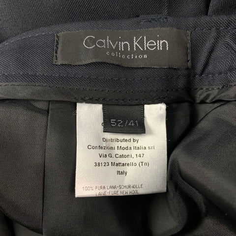 CALVIN KLEIN COLLECTION Size 33 Navy Wool Zip Fly Dress Pants
