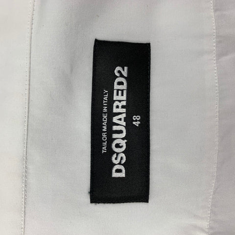 DSQUARED2 Size S White Cotton Hidden Placket Long Sleeve Shirt