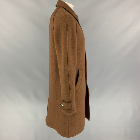 HARRIS WHARF LONDON Size 44 Brown Textured Wool Buttoned Coat
