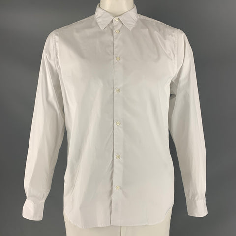 NORSE PROJECTS Size L White Solid Cotton Button Up Long Sleeve Shirt