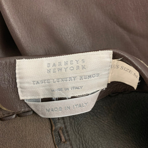 BARNEY'S NEW YORK Size M Brown Contrast Stitch Leather Casual Pants