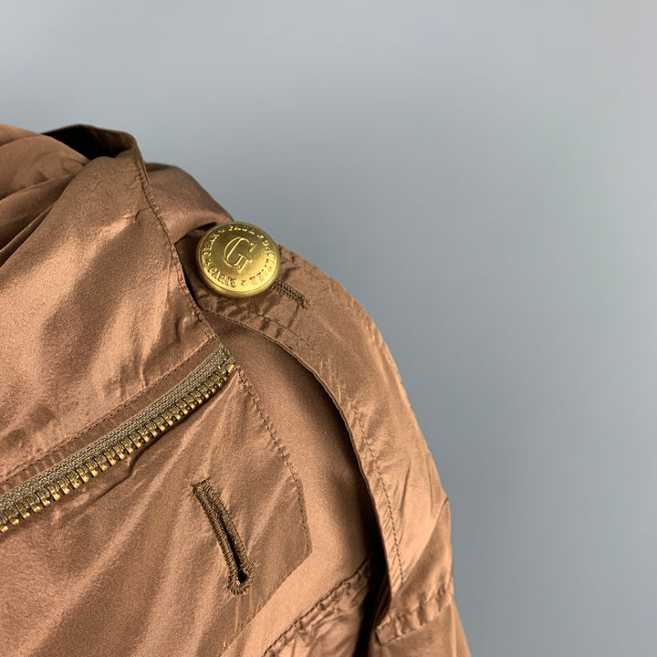 JEAN PAUL GAULTIER Size 6 Copper Silk Brass Button Hooded Jacket