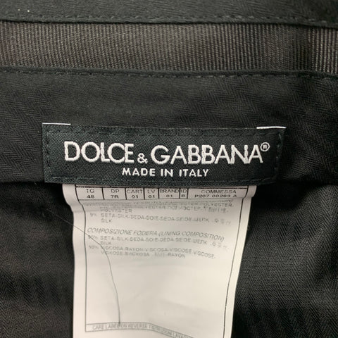 DOLCE & GABBANA Size 32 Taupe & Silver Jacquard Polyester / Silk Dress Pants