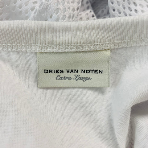 DRIES VAN NOTEN Size XL White Mesh Cotton Polyester Double Layer T-shirt