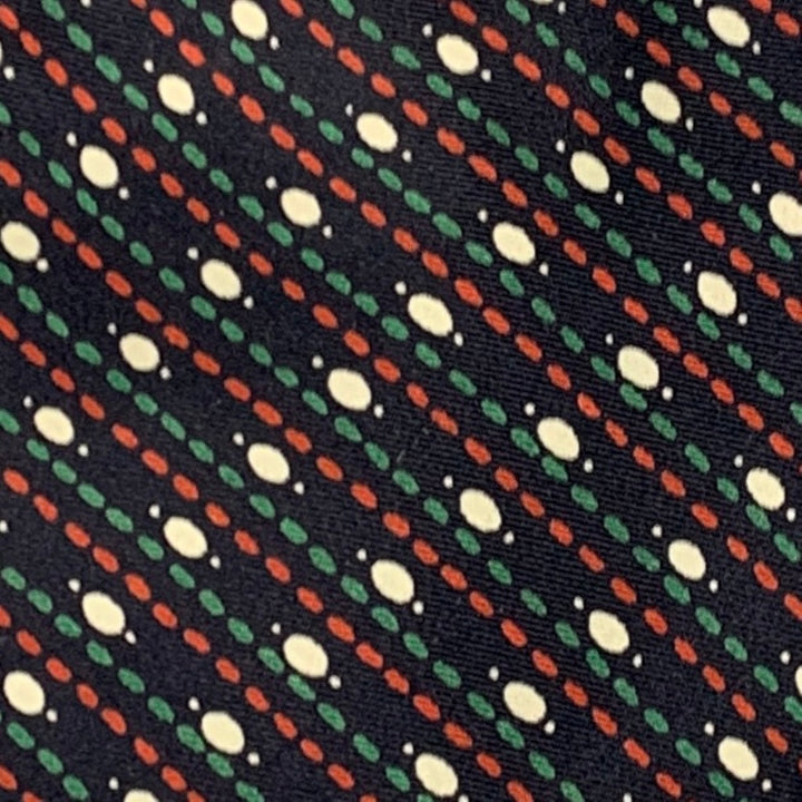 YVES SAINT LAURENT Cravate en soie à pois multicolores marine