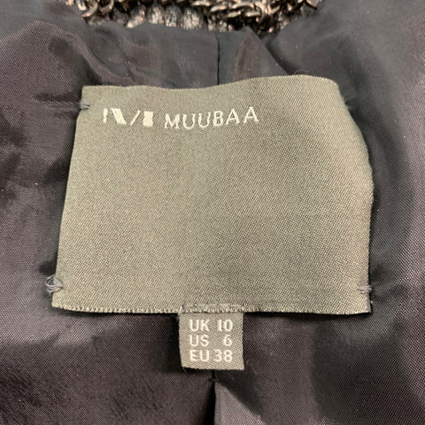 MUUBAA Taille 6 Blouson Bomber en Cuir Argenté Métallisé en Cuir d'Agneau