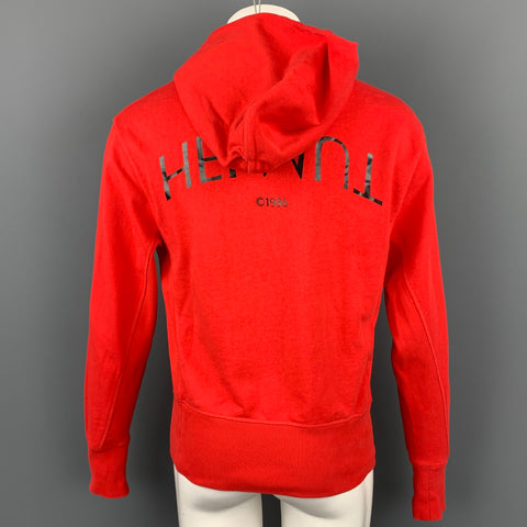 HELMUT LANG L'Apocalypse Joyeuse Size M Red Cotton Hooded Sweatshirt