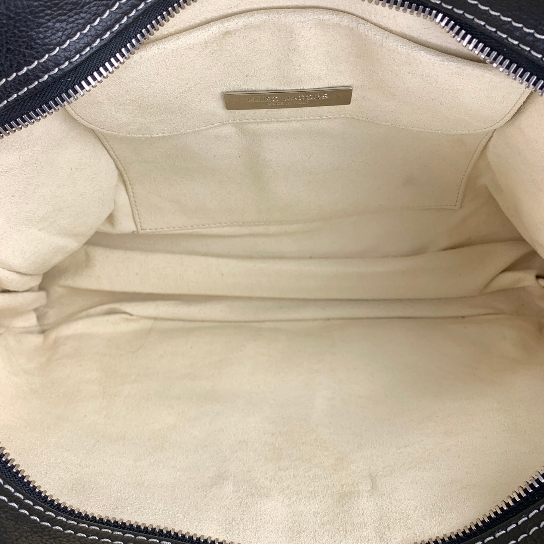 MARC JACOBS Black Contrast Stitching Leather Top Handles Handbag