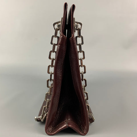 Vintage BALLY Burgundy & Silver Leather Shoulder Bag