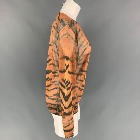 DRIES VAN NOTEN x CHRISTIAN LACROIX SS 20 Size S Orange & Black Animal Print Cotton / Polyamide Pullover