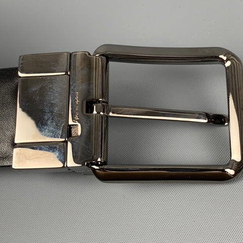 SALVATORE FERRAGAMO Size 40 Tan Black Two Tone Leather Reversible Belt